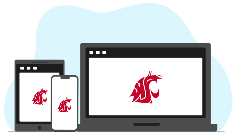 illustration of various devices with WSU logo on screen
