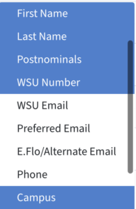 Column visibility dropdown.