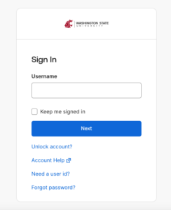 WSU sign-in page