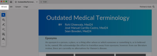 Check your PDF for accessibility location indicated for All Tools.
