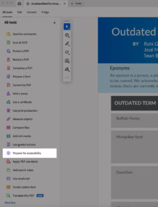 Location of the Prepare for Accessibility button in a PDF document.